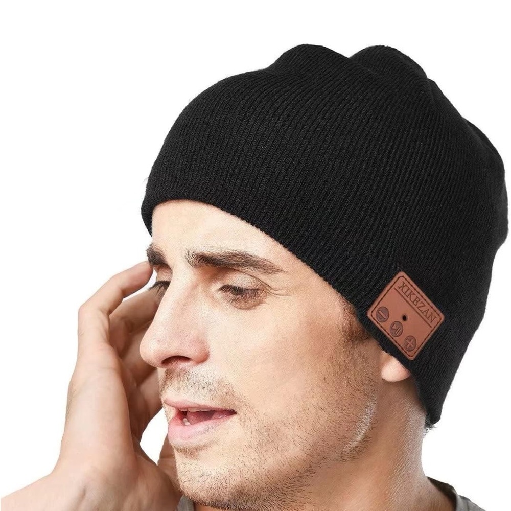 XIKEZAN Bluetooth Black Beanie - Winter Knit Hat with Wireless Headphones